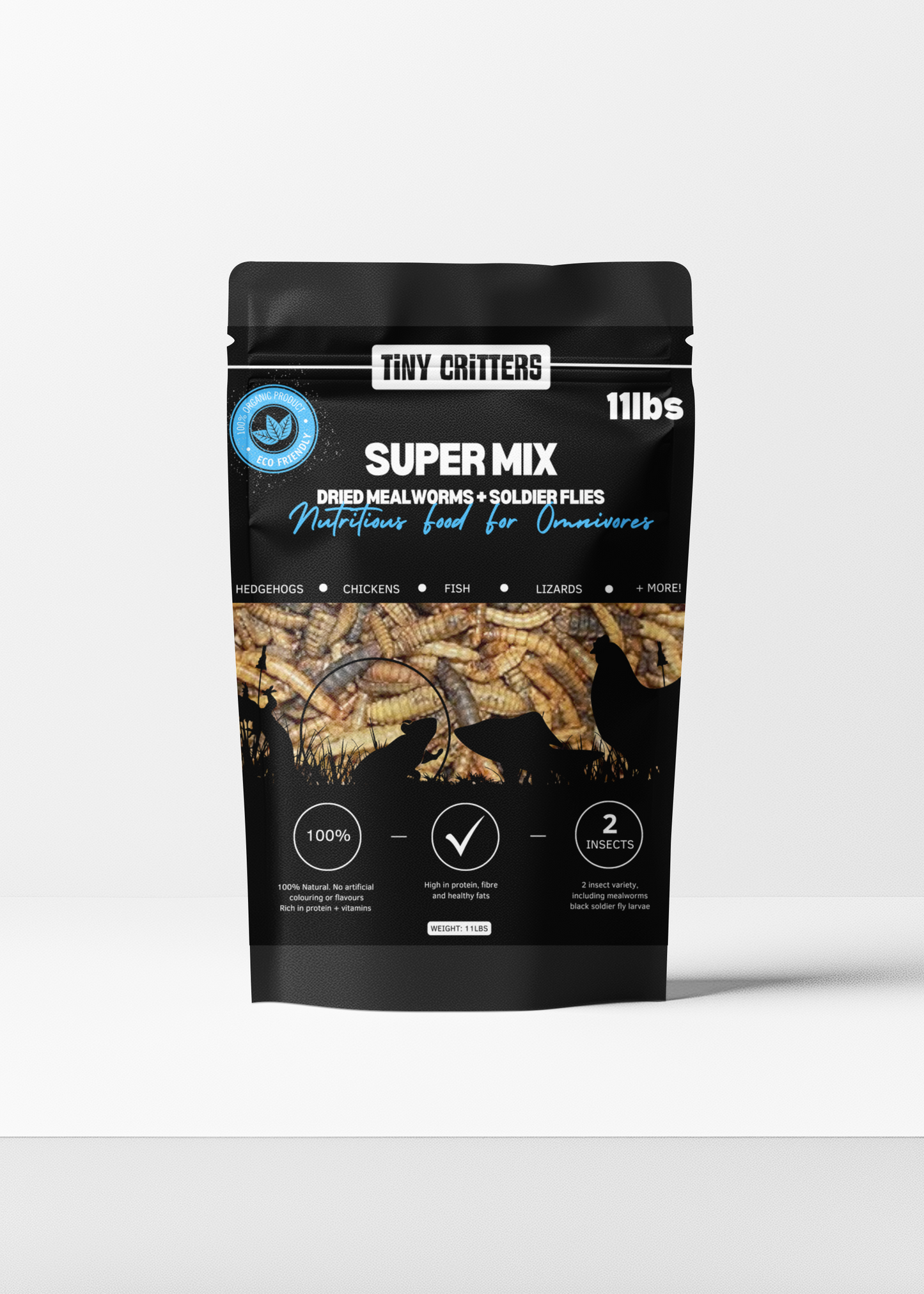 (11 LBS) Tiny Critters Dried Super Mix- Meal Worm and Black Soldier Fly
